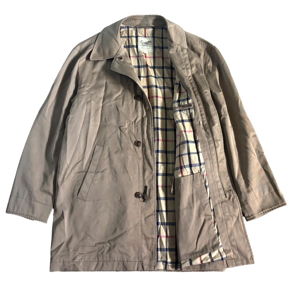 Vintage 90s Brooks Brothers Mac Trench Coat Men S Khaki Lined Cotton Check Plaid